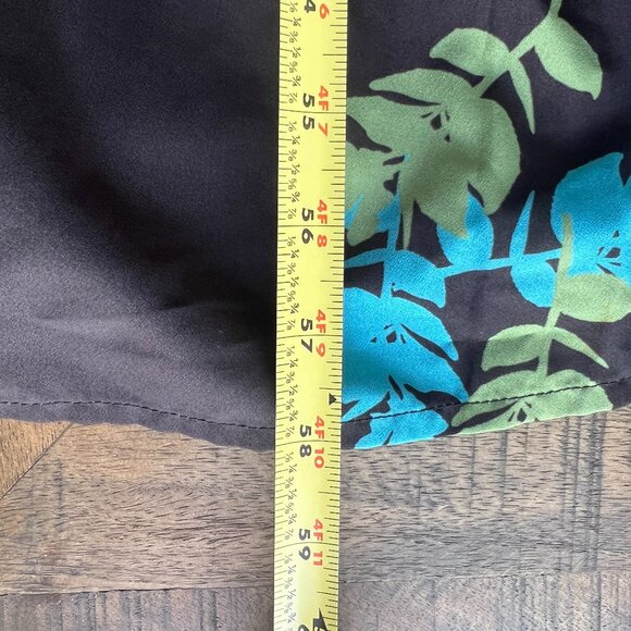 eShakti Sz L Custom Blue Green Floral Black Maxi Wrap Dress Bloomcore Boho - Picture 14 of 16